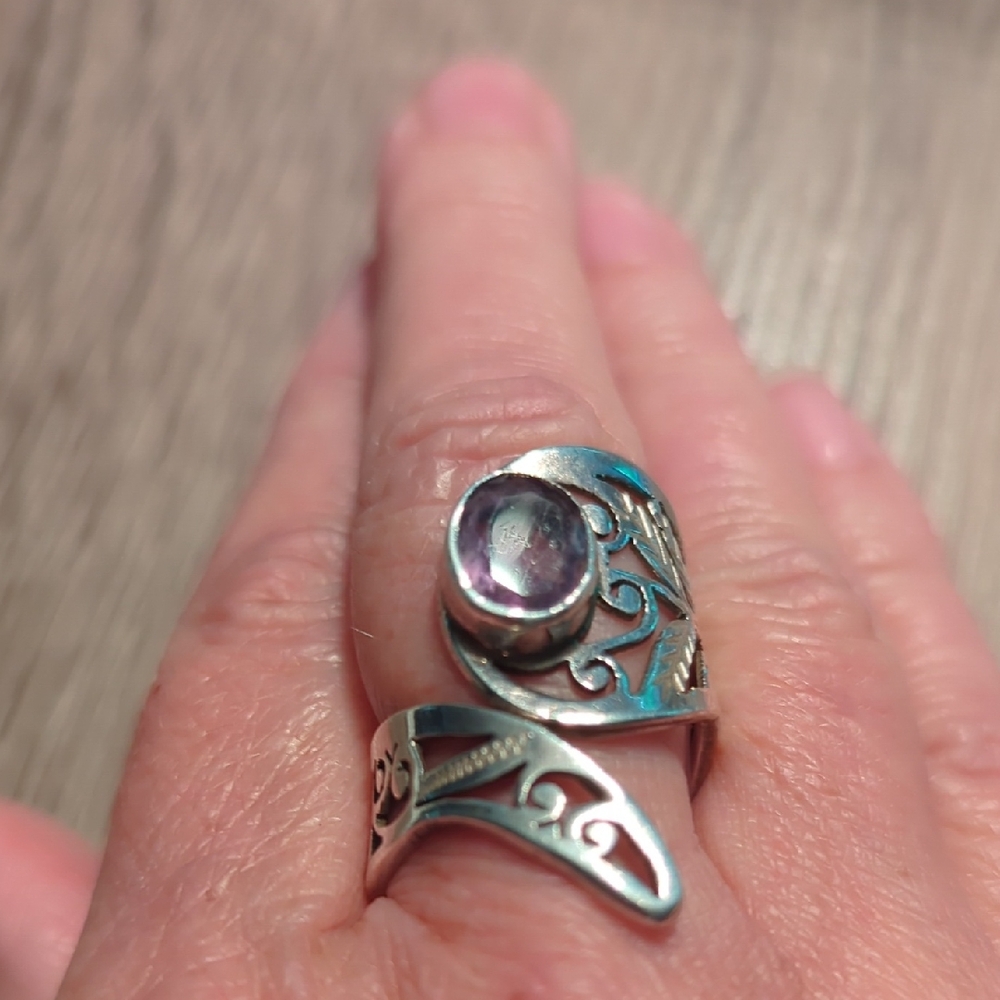Artisan Silver Ring with Purple Gemstone